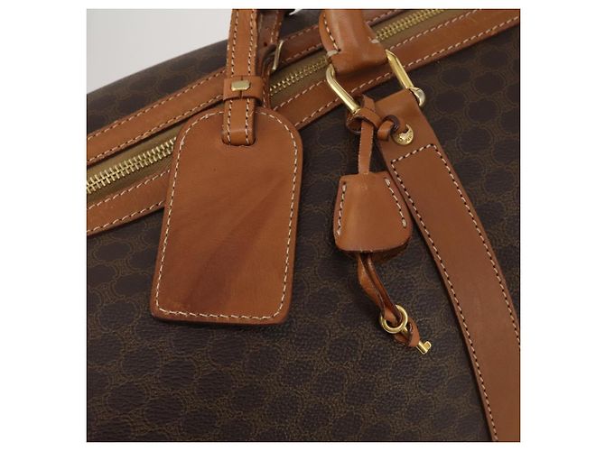 Céline Borsa Boston CELINE Macadam Canvas PVC Leather Brown Gold Auth mr2824 Marrone D'oro - vista 9