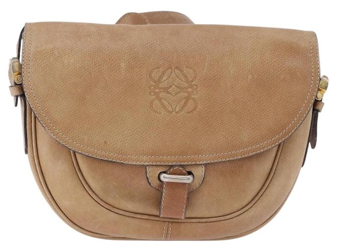 Borsa a tracolla LOEWE in pelle beige e oro autentica ka5886 D'oro - vista 13