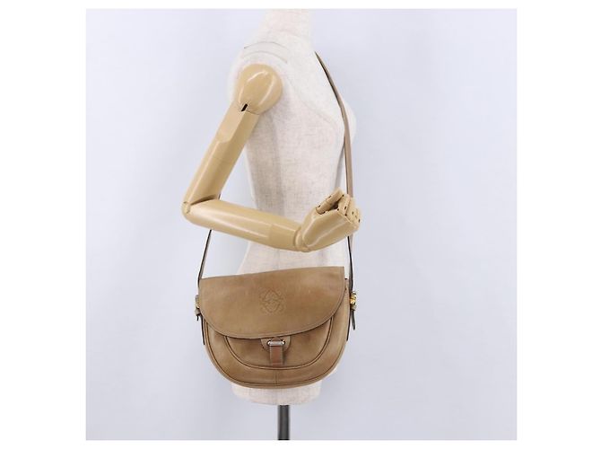 Borsa a tracolla LOEWE in pelle beige e oro autentica ka5886 D'oro - vista 23