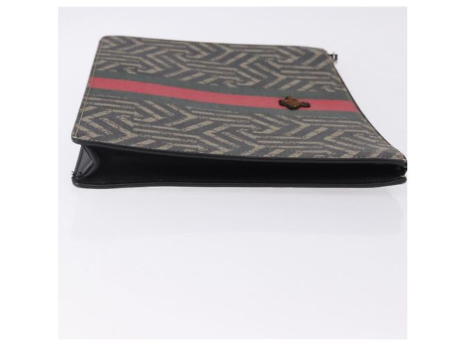 Borsa a pochette GUCCI GG Caleido Web Sherry Line PVC Beige Silver 429004 Auth 199583A Argento - vista 4