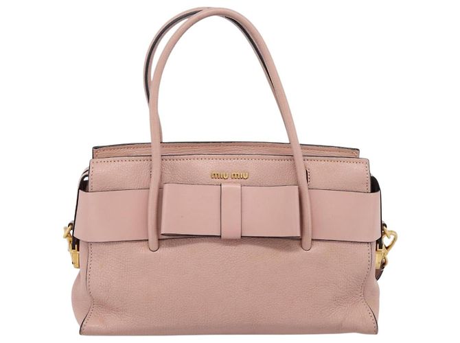 Borsa Miu Miu Madras Fiocco in pelle 2way Rosa Oro Auth 200153V D'oro - vista 13
