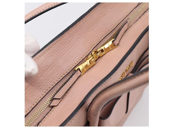 Borsa Miu Miu Madras Fiocco in pelle 2way Rosa Oro Auth 200153V D'oro - vista 18