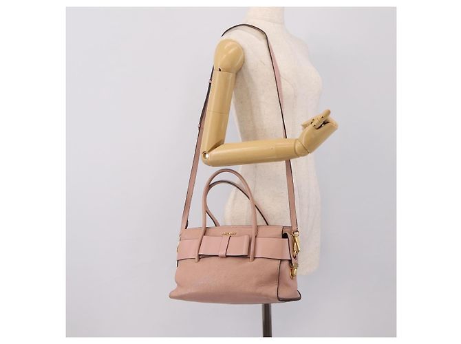 Borsa Miu Miu Madras Fiocco in pelle 2way Rosa Oro Auth 200153V D'oro - vista 24