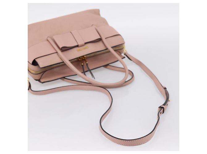 Borsa Miu Miu Madras Fiocco in pelle 2way Rosa Oro Auth 200153V D'oro - vista 9
