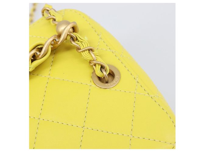 Borsa Vanity con catena Matelassé CHANEL in pelle d'agnello 2way Yellow Gold CC Auth 196667M D'oro Giallo - vista 18