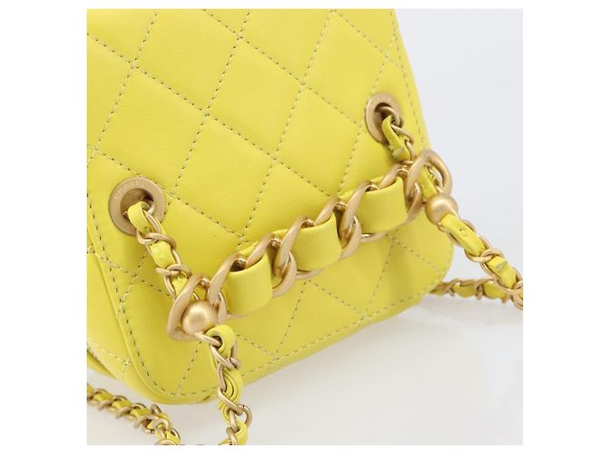 Borsa Vanity con catena Matelassé CHANEL in pelle d'agnello 2way Yellow Gold CC Auth 196667M D'oro Giallo - vista 7