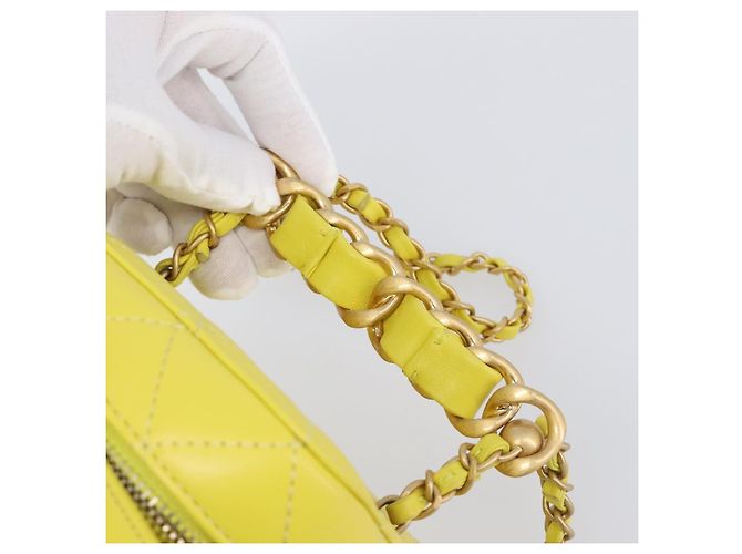 Borsa Vanity con catena Matelassé CHANEL in pelle d'agnello 2way Yellow Gold CC Auth 196667M D'oro Giallo - vista 8