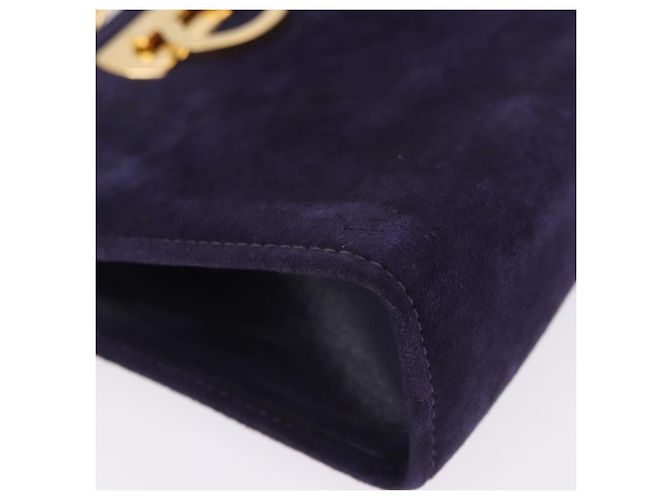 Borsa a tracolla Salvatore Ferragamo Gancini Chain in camoscio viola e oro Auth BA15108 D'oro Porpora - vista 11
