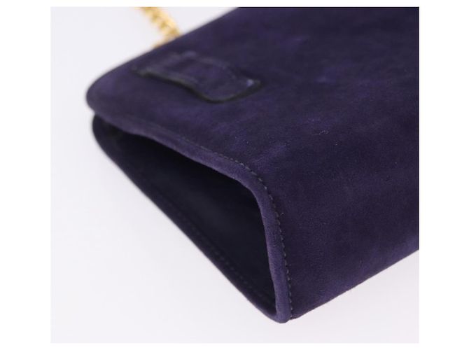 Borsa a tracolla Salvatore Ferragamo Gancini Chain in camoscio viola e oro Auth BA15108 D'oro Porpora - vista 13