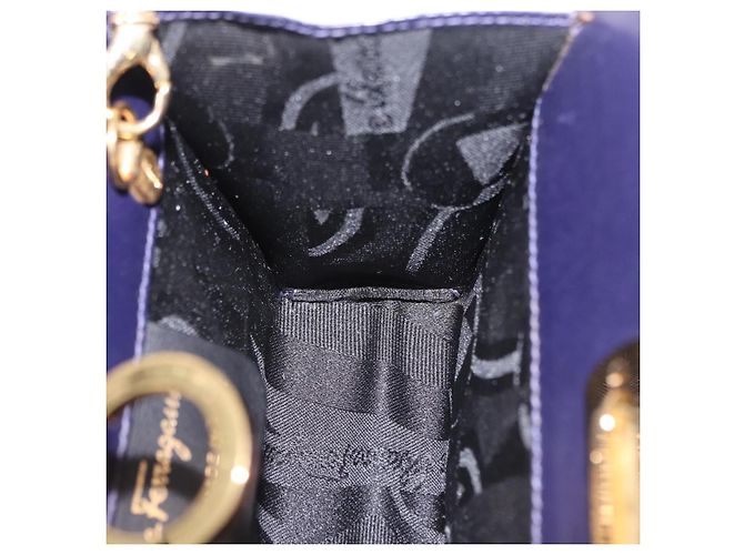 Borsa a tracolla Salvatore Ferragamo Gancini Chain in camoscio viola e oro Auth BA15108 D'oro Porpora - vista 18