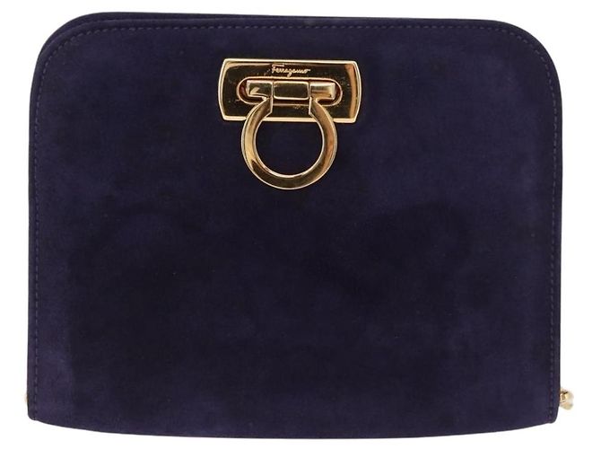 Borsa a tracolla Salvatore Ferragamo Gancini Chain in camoscio viola e oro Auth BA15108 D'oro Porpora - vista 2
