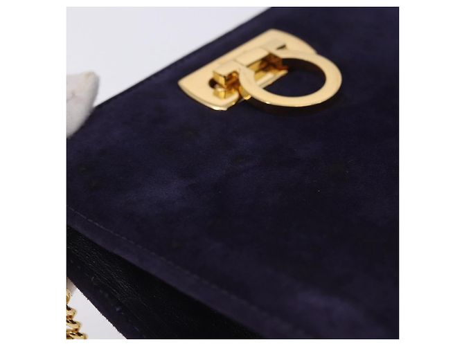 Borsa a tracolla Salvatore Ferragamo Gancini Chain in camoscio viola e oro Auth BA15108 D'oro Porpora - vista 3