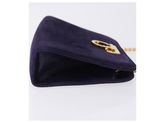 Borsa a tracolla Salvatore Ferragamo Gancini Chain in camoscio viola e oro Auth BA15108 D'oro Porpora - vista 5
