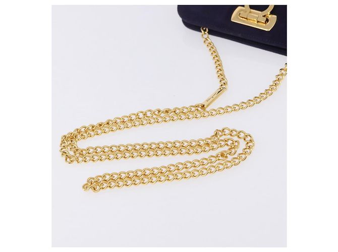 Borsa a tracolla Salvatore Ferragamo Gancini Chain in camoscio viola e oro Auth BA15108 D'oro Porpora - vista 8