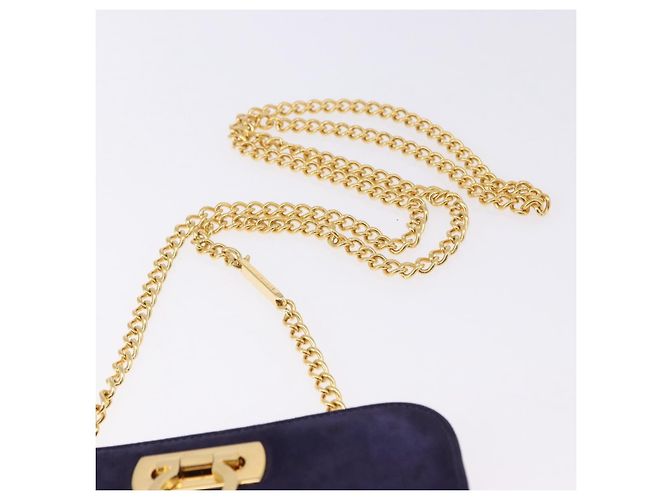 Borsa a tracolla Salvatore Ferragamo Gancini Chain in camoscio viola e oro Auth BA15108 D'oro Porpora - vista 9