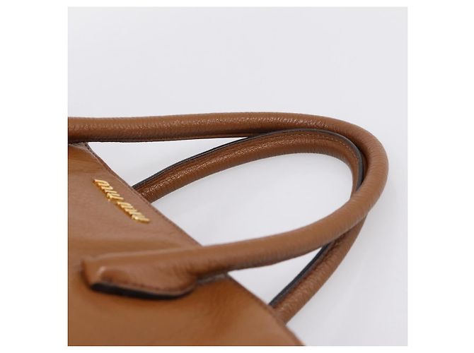 Borsa a mano Miu Miu in pelle 2way Brown Gold Auth yk20781M Marrone D'oro - vista 14