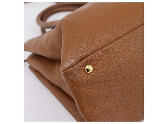 Borsa a mano Miu Miu in pelle 2way Brown Gold Auth yk20781M Marrone D'oro - vista 16