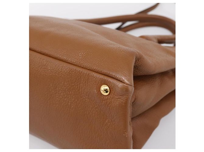 Borsa a mano Miu Miu in pelle 2way Brown Gold Auth yk20781M Marrone D'oro - vista 17