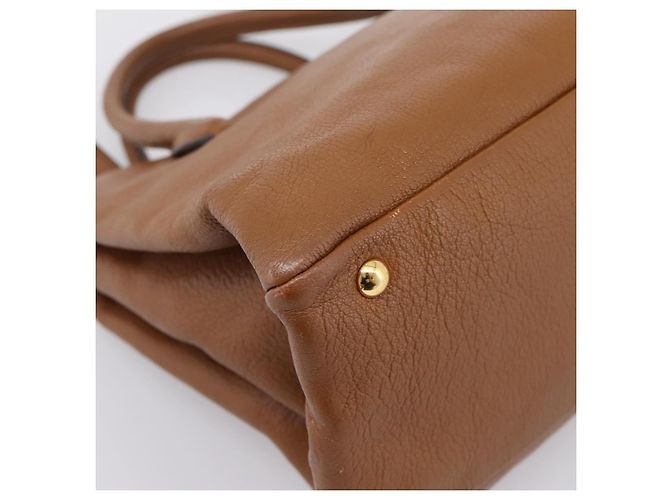 Borsa a mano Miu Miu in pelle 2way Brown Gold Auth yk20781M Marrone D'oro - vista 18