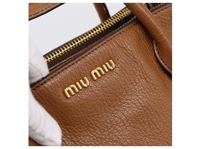 Borsa a mano Miu Miu in pelle 2way Brown Gold Auth yk20781M Marrone D'oro - vista 19