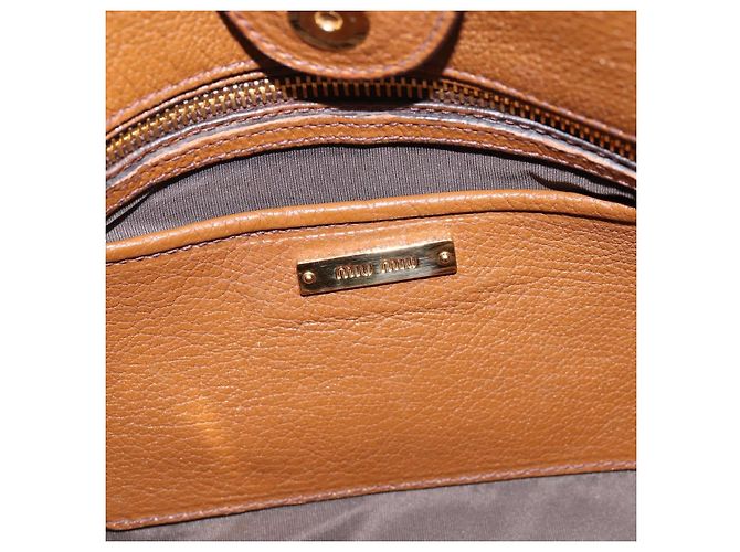 Borsa a mano Miu Miu in pelle 2way Brown Gold Auth yk20781M Marrone D'oro - vista 20