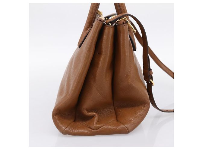 Borsa a mano Miu Miu in pelle 2way Brown Gold Auth yk20781M Marrone D'oro - vista 3