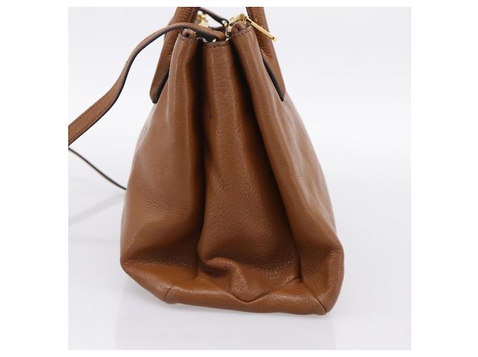Borsa a mano Miu Miu in pelle 2way Brown Gold Auth yk20781M Marrone D'oro - vista 4