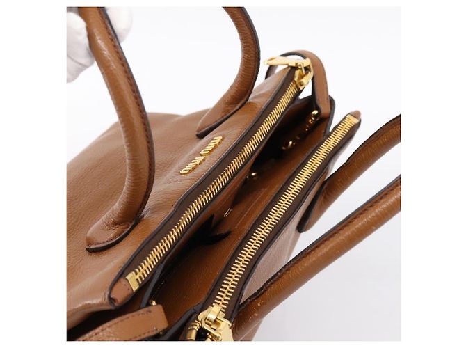 Borsa a mano Miu Miu in pelle 2way Brown Gold Auth yk20781M Marrone D'oro - vista 6