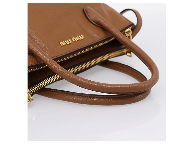 Borsa a mano Miu Miu in pelle 2way Brown Gold Auth yk20781M Marrone D'oro - vista 7