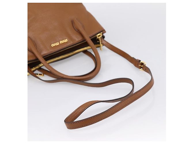 Borsa a mano Miu Miu in pelle 2way Brown Gold Auth yk20781M Marrone D'oro - vista 8