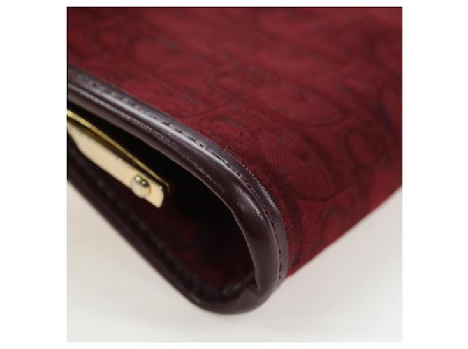 Monedero Christian Dior Trotter Canvas Bordeaux Gold Auth 199784A - vista 10