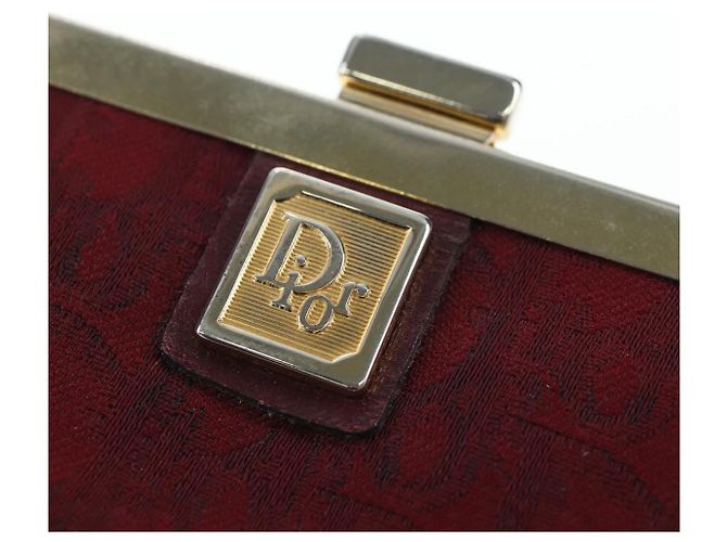 Monedero Christian Dior Trotter Canvas Bordeaux Gold Auth 199784A - vista 12