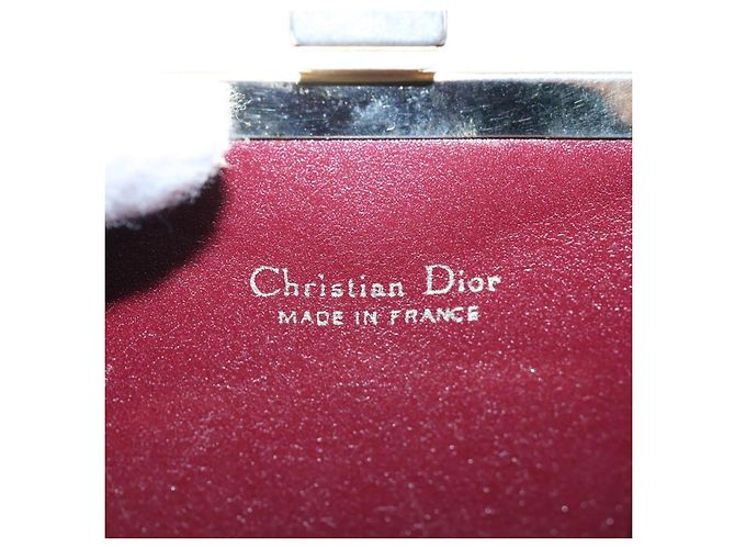 Monedero Christian Dior Trotter Canvas Bordeaux Gold Auth 199784A - vista 14