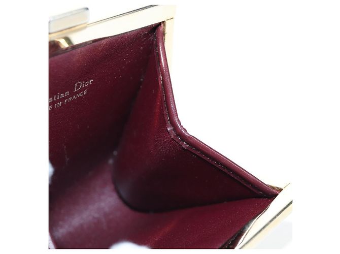 Monedero Christian Dior Trotter Canvas Bordeaux Gold Auth 199784A - vista 16