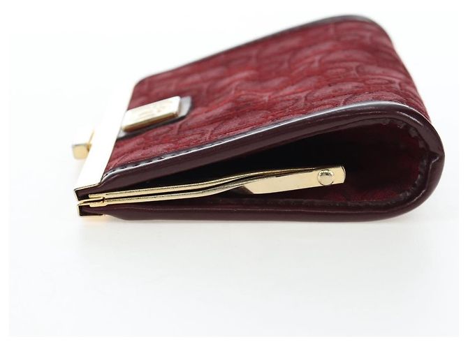 Monedero Christian Dior Trotter Canvas Bordeaux Gold Auth 199784A - vista 4