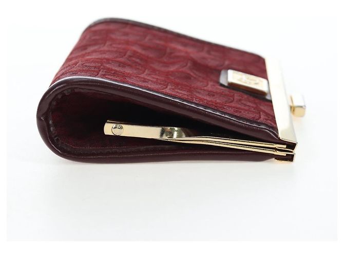 Monedero Christian Dior Trotter Canvas Bordeaux Gold Auth 199784A - vista 5