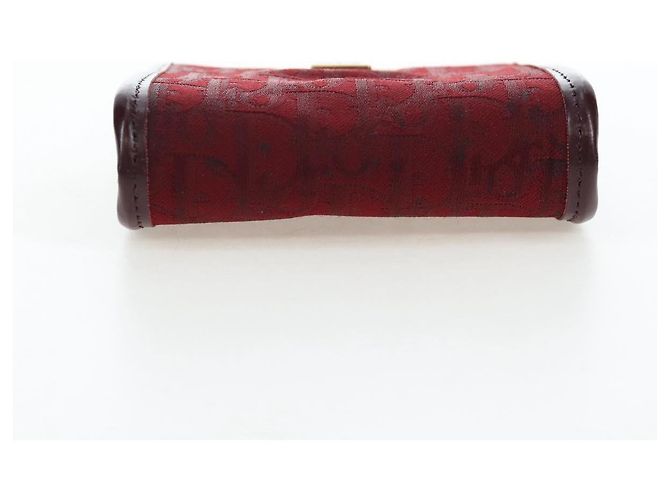 Monedero Christian Dior Trotter Canvas Bordeaux Gold Auth 199784A - vista 7