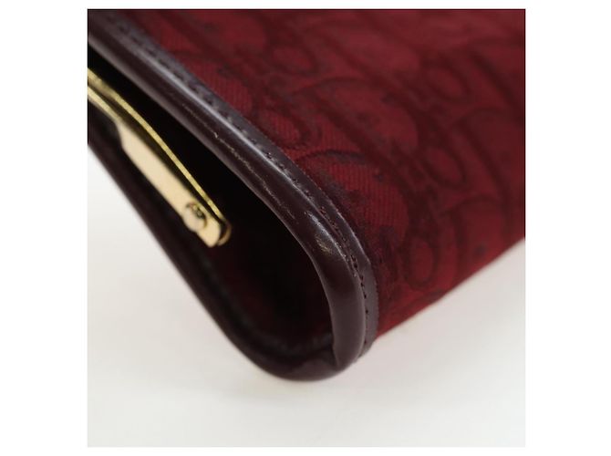Monedero Christian Dior Trotter Canvas Bordeaux Gold Auth 199784A - vista 8