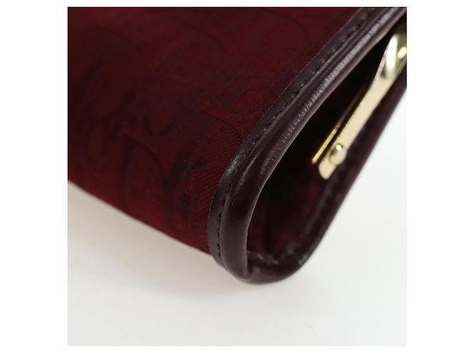 Monedero Christian Dior Trotter Canvas Bordeaux Gold Auth 199784A - vista 9