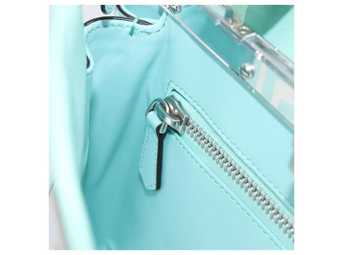 FENDI Zucca Canvas Peek A Boo Regular Bag Leder 2way Grün Silber Auth 196588A - Ansicht 22