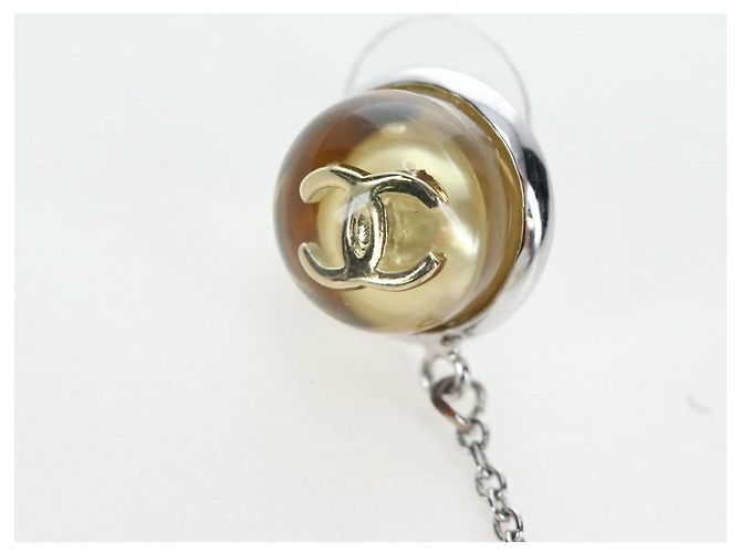CHANEL Pierce Metal Silver Yellow CC Auth 192858V Argento Giallo - vista 3