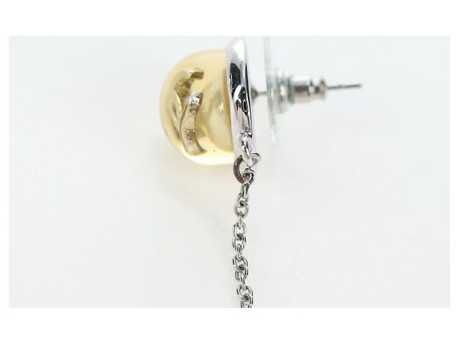 CHANEL Pierce Metal Silver Yellow CC Auth 192858V Argento Giallo - vista 6