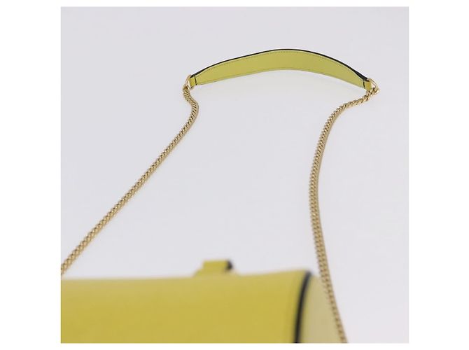 Borsa a tracolla con catena PRADA in pelle Saffiano Yellow Gold Auth 198688M D'oro Giallo - vista 15