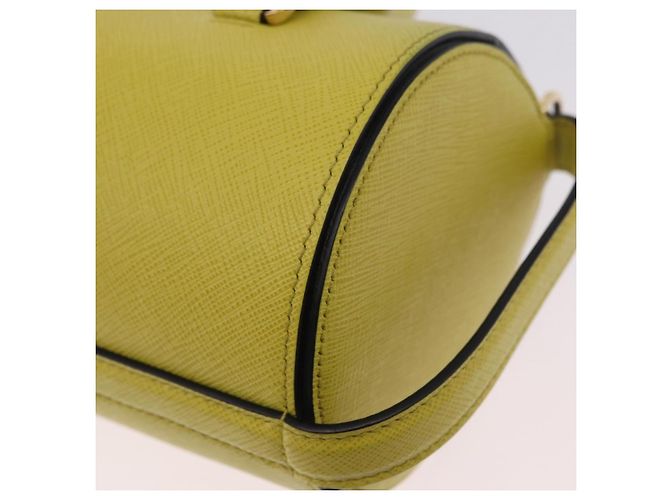 Borsa a tracolla con catena PRADA in pelle Saffiano Yellow Gold Auth 198688M D'oro Giallo - vista 19