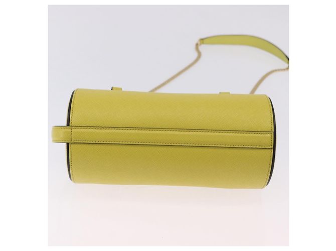 Borsa a tracolla con catena PRADA in pelle Saffiano Yellow Gold Auth 198688M D'oro Giallo - vista 5