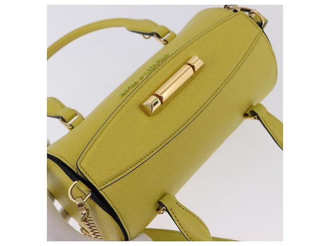 Borsa a tracolla con catena PRADA in pelle Saffiano Yellow Gold Auth 198688M D'oro Giallo - vista 6