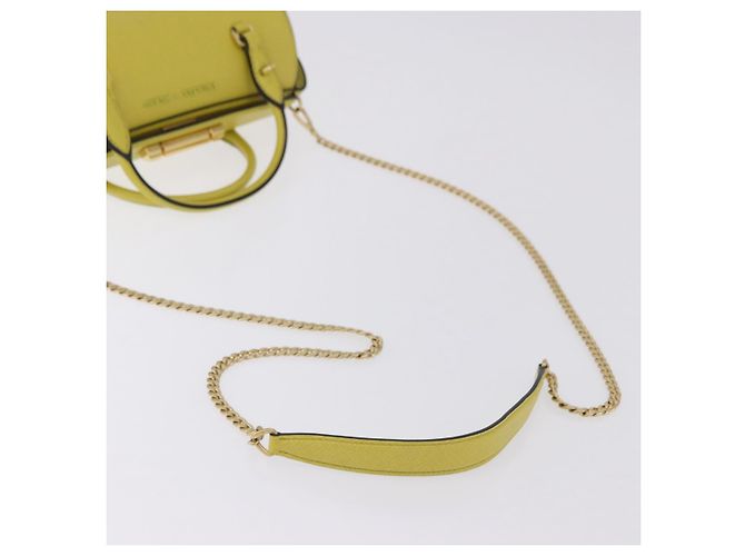 Borsa a tracolla con catena PRADA in pelle Saffiano Yellow Gold Auth 198688M D'oro Giallo - vista 8