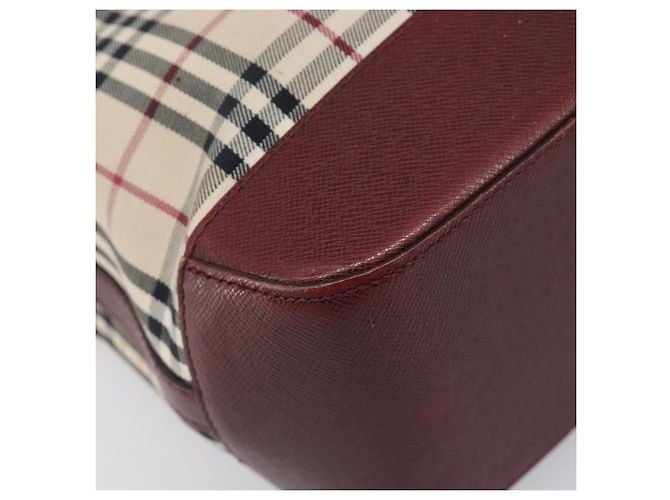 Borsa Tote BURBERRY Nova Check Canvas Beige Gold Auth 199220 D'oro - vista 14
