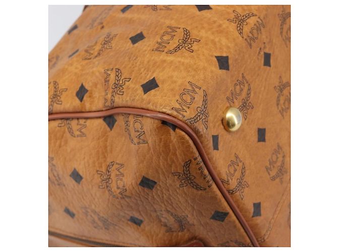 Borsa MCM Vicetos Boston Bag PVC Leather Brown Gold Tone Auth BA14989 Marrone - vista 11