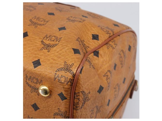 Borsa MCM Vicetos Boston Bag PVC Leather Brown Gold Tone Auth BA14989 Marrone - vista 12
